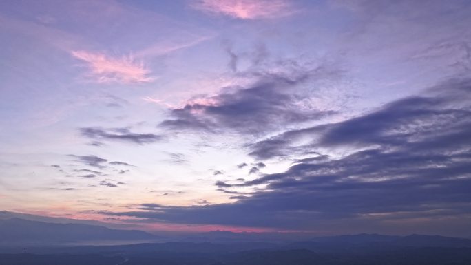 海南风光 夕阳日出云海紫色云层