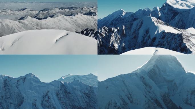 登山攀登雪山航拍