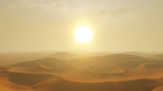 宽屏超宽屏沙漠大漠荒漠日出夕阳壮观动画
