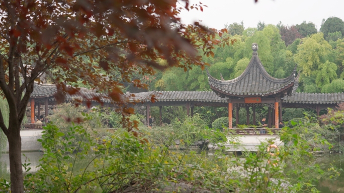 中式园林古建筑写意古色古香庭院