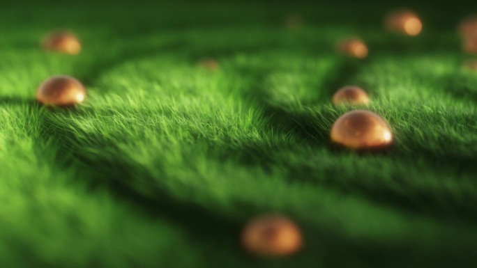 令人满意的滚动球体在草地上制作图案的动画
