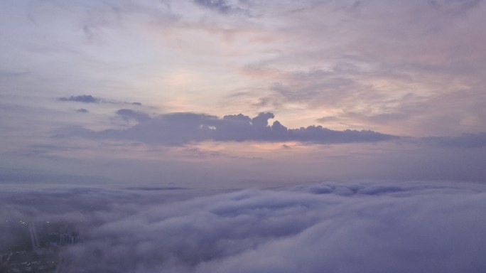 海南风光 夕阳日出云海 金色云层