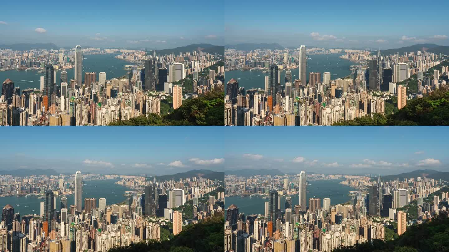 【商用4K】香港太平山顶通透光影蓝天白云