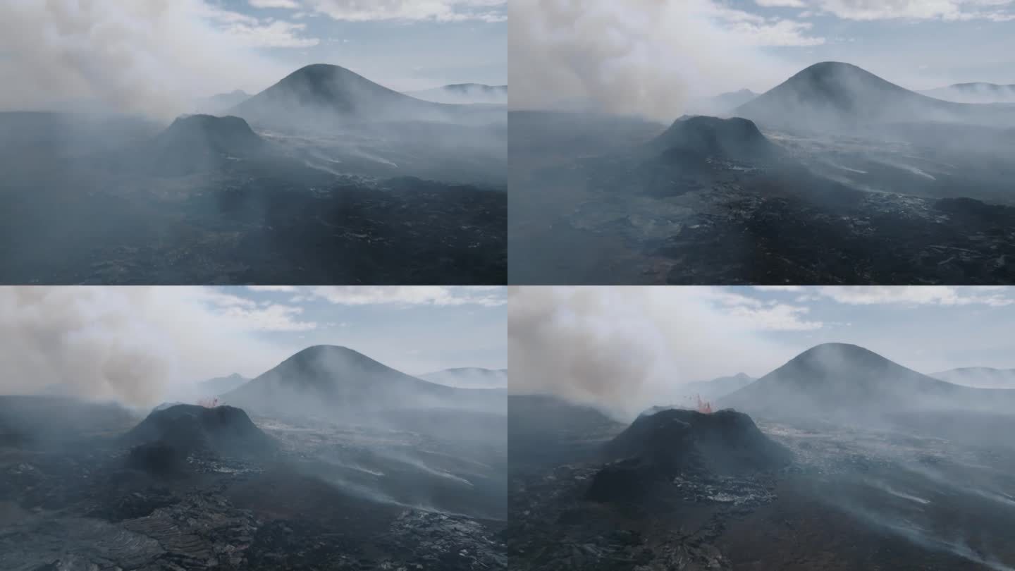 从空中俯瞰火山喷发