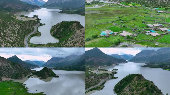 西藏风景然乌湖航拍