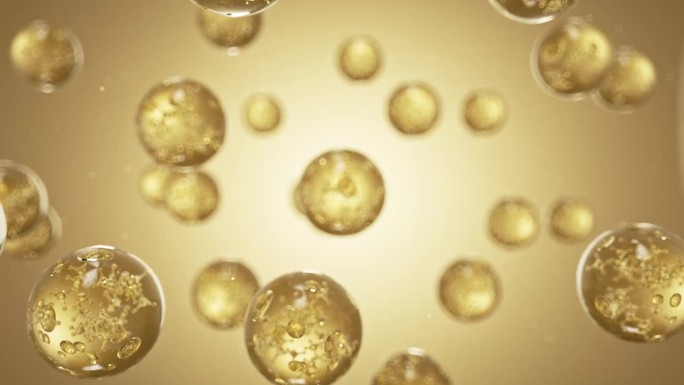 金色水分子细胞三维动画个素材