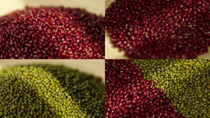红豆 绿豆五谷杂粮合集展示 高速镜头素材