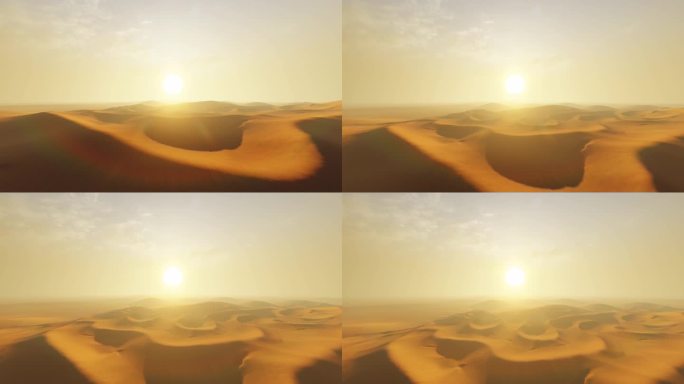 大气壮观沙漠荒漠大漠落日日出地形地貌动画