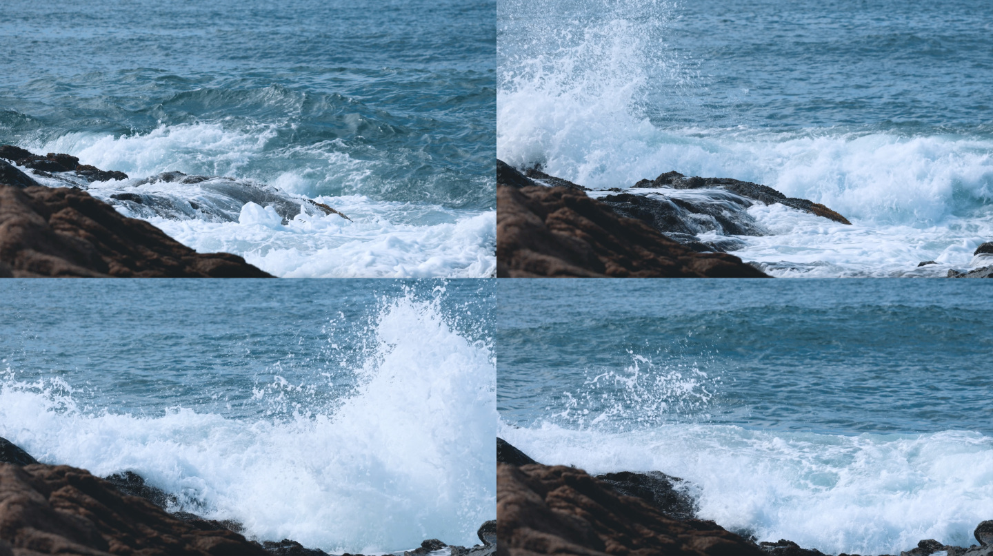海浪拍打礁石高速摄影