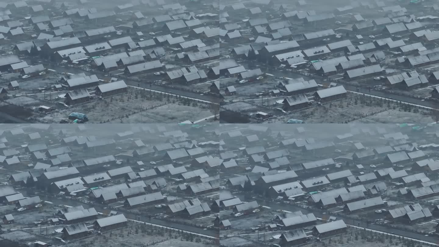新疆禾木村雪景航拍