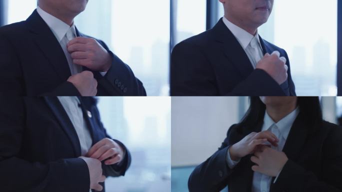【4K正版素材】商务男女穿衬衫系扣子西装