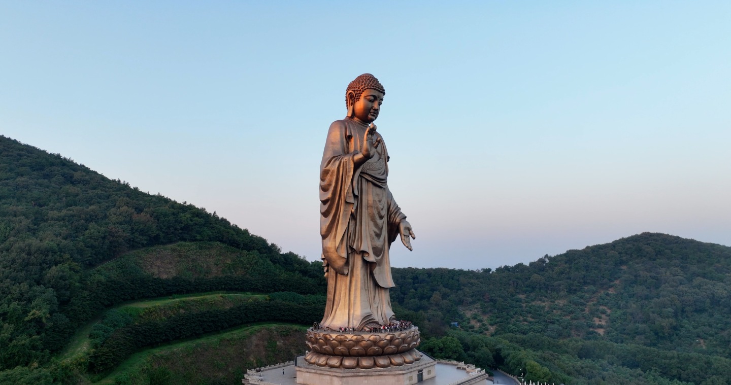 无锡灵山大佛日落航拍