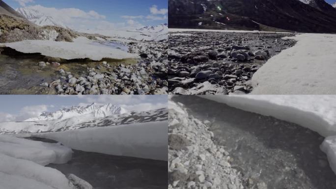 4k自然雪山冰原融雪滴水冰河2