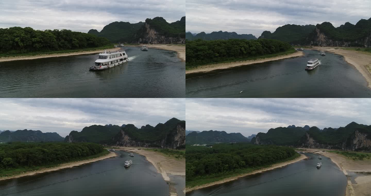 桂林漓江游船航拍