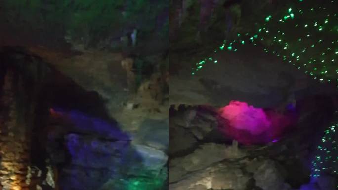 地底 洞穴 钟乳石 灯光 巨大