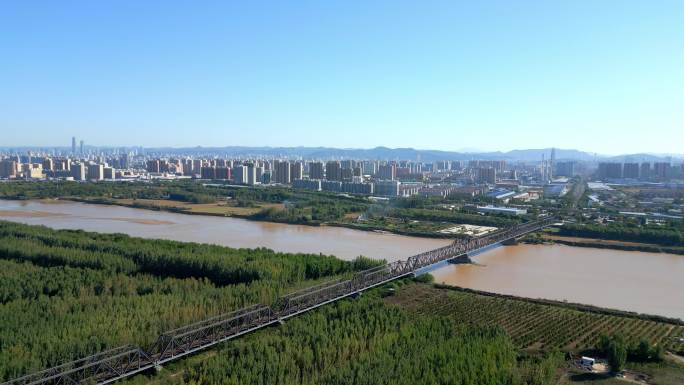 济南黄河铁路桥航拍城市航拍