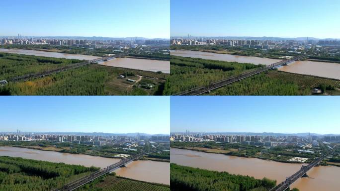 济南黄河铁路桥航拍城市航拍