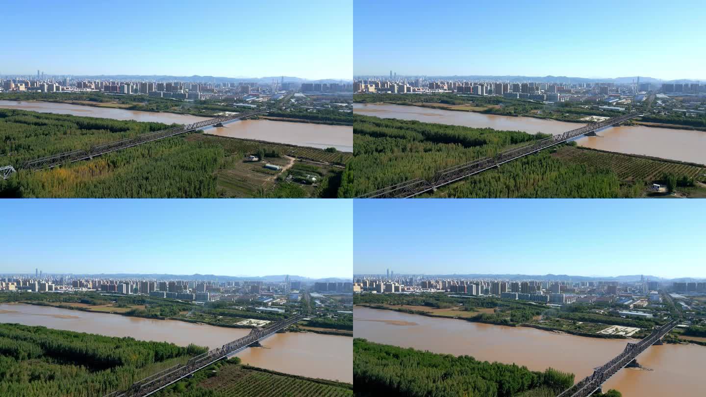 济南黄河铁路桥航拍城市航拍