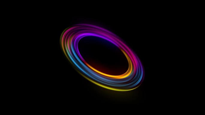 五颜六色的霓虹灯圆圈抽象的未来运动背景。循环动画。视频动画超高清4K 3840x2160。