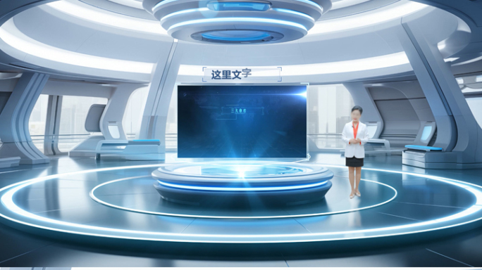 蓝色干净未来科技虚拟演播厅