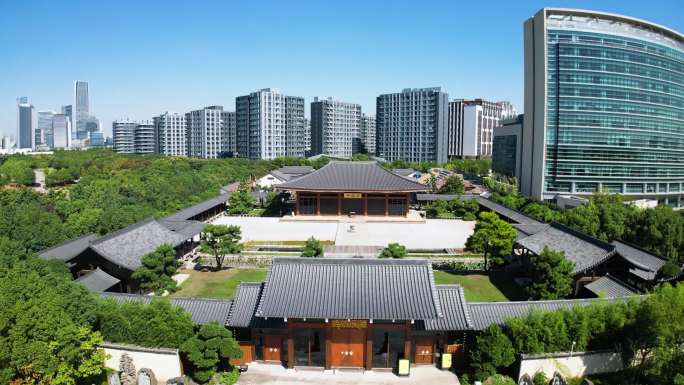 4k原素材-上海法华学问寺航拍