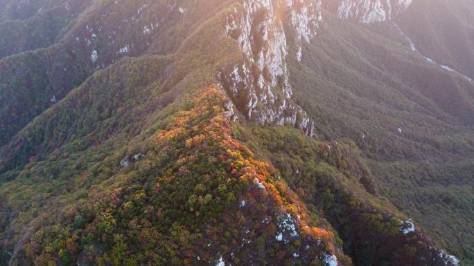 航拍郑州登封中岳嵩山太室山秋色