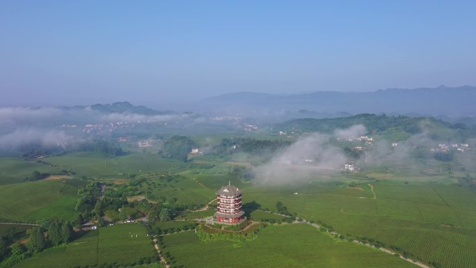 中国茶海景区观海楼云雾航拍