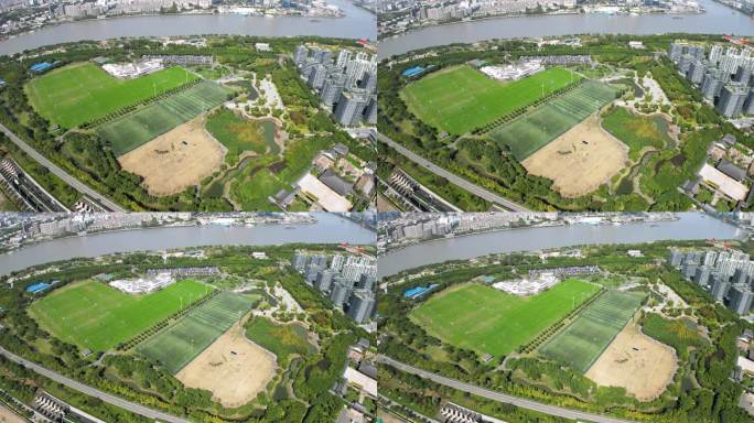 4k原素材-上海前滩体育公园航拍