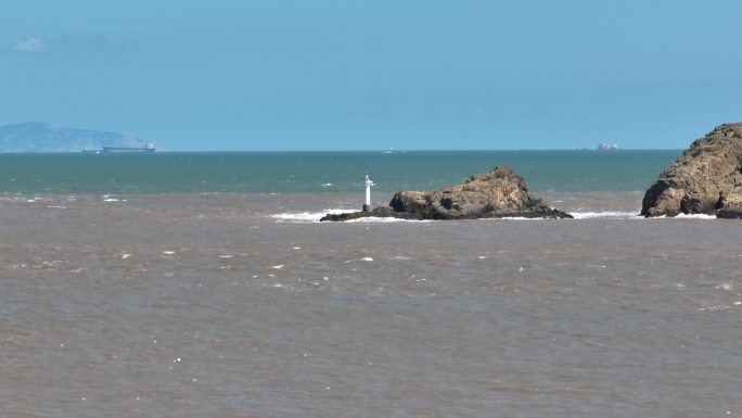 浙江舟山海岛航拍_灯塔