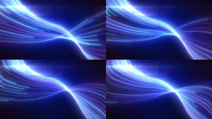 抽象的蓝色发光飞波从线条能量神奇的背景