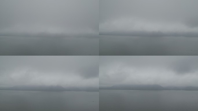 从雨雾的云中移到湖面上（灰度视频可调色）