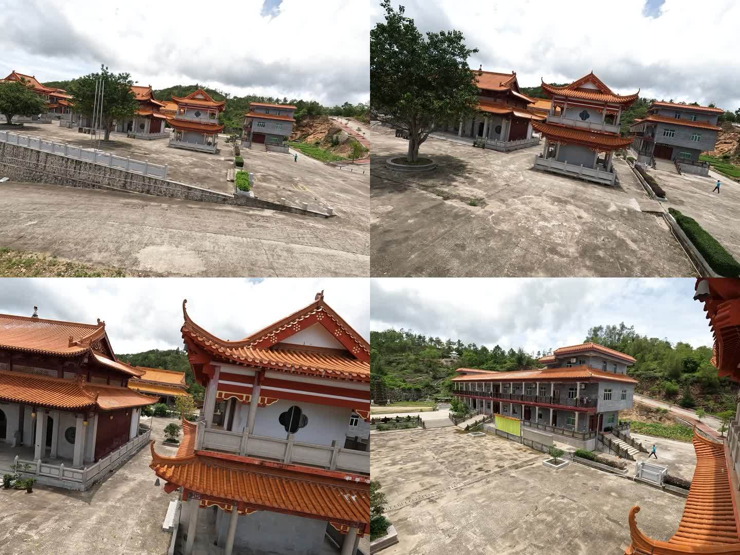 fpv穿越机航拍东莲禅寺庙双月湾古建筑