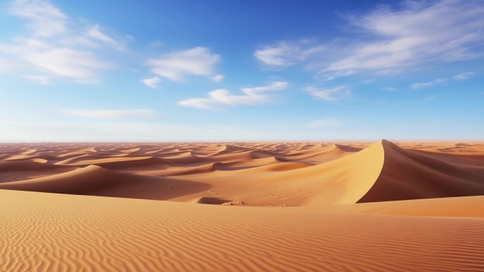 沙漠日出地面沙子飞过