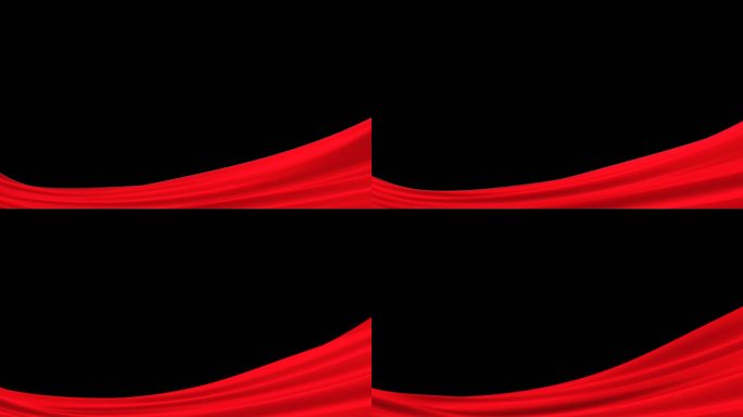 4K红色弧形绸子边框无缝循环