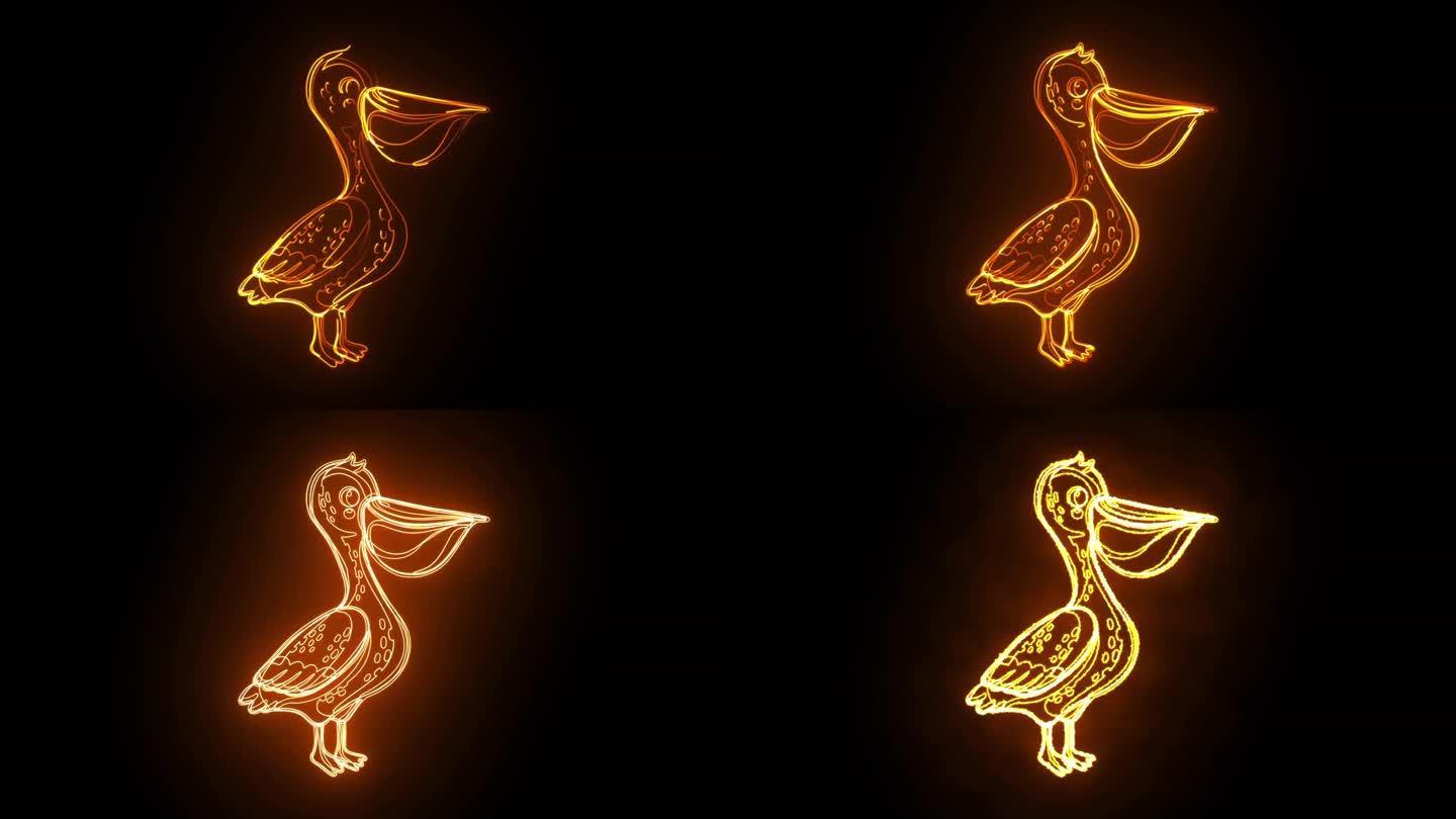 鹈鹕描边发光logo