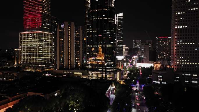 上海南京西路夜景航拍