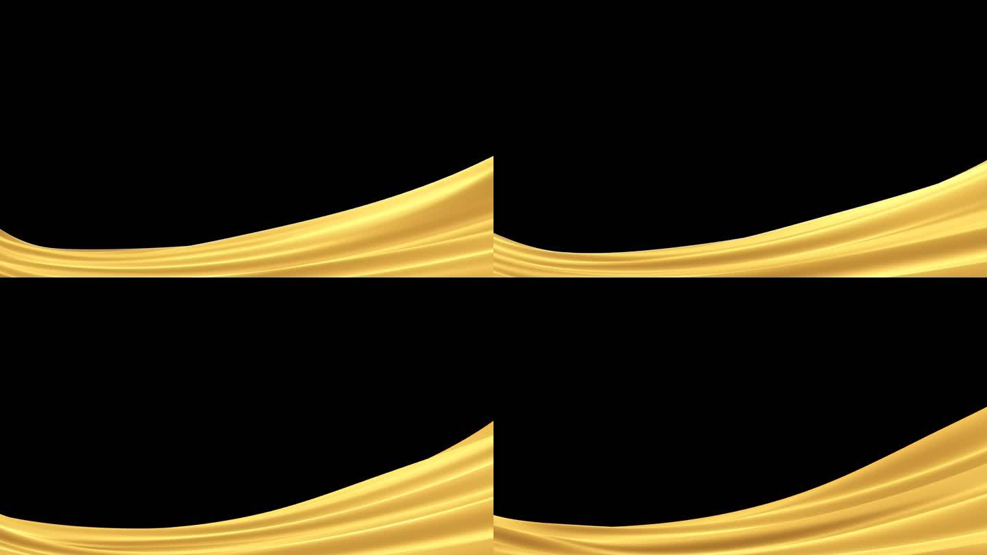 4K金色弧形绸子边框无缝循环