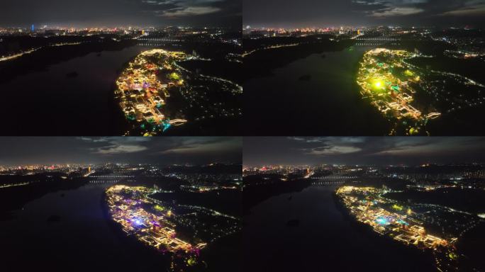 【七鲤古镇】古镇夜景 高空航拍