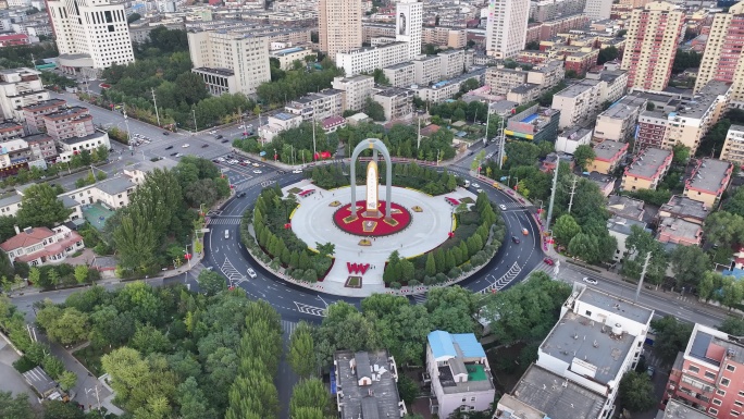沈阳和平广场东北解放纪念碑4K航拍