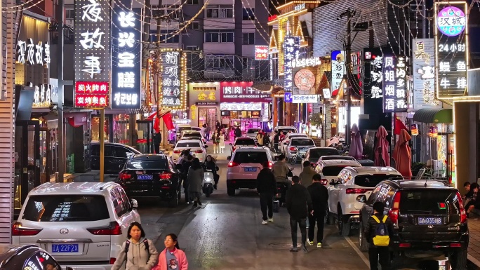 沈阳西塔韩国风情街夜景4K航拍