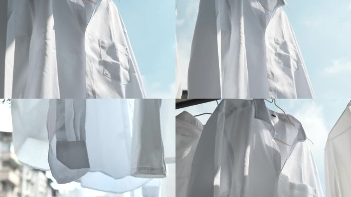 窗台晾衣架白衬衣