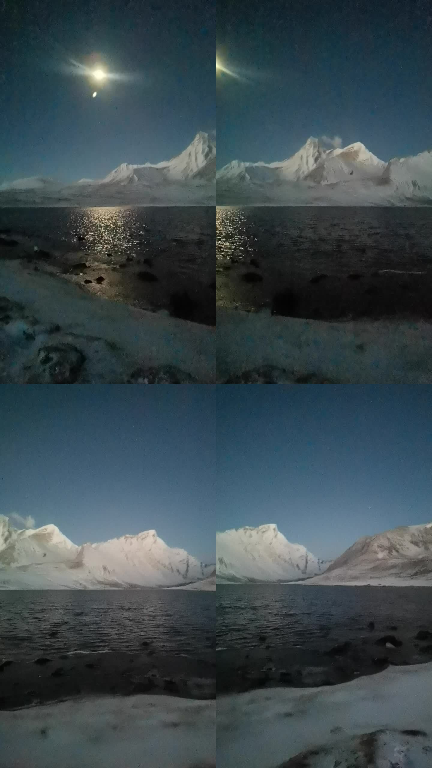 西藏 夜晚 湖泊 月色 远山