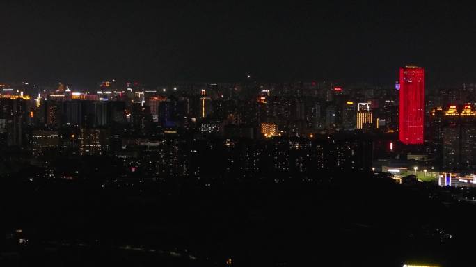 航拍广西南宁良庆区城市夜景