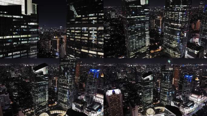 上海南京西路夜景航拍