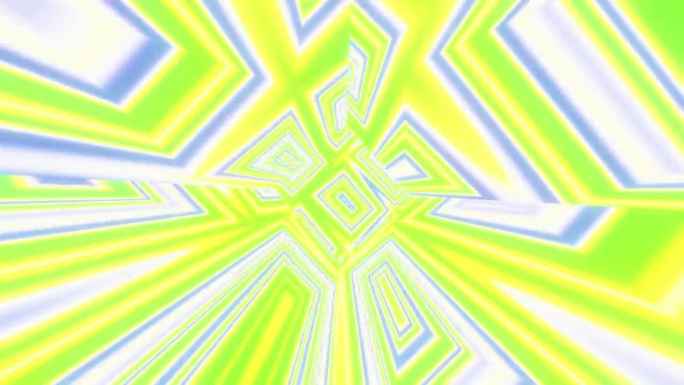 抽象几何万花筒闪烁着淡绿色Vj回路背景3d渲染。迷人的覆盖在聚会，迪斯科，夜总会或音乐节