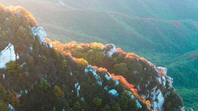 航拍郑州登封中岳嵩山太室山秋色