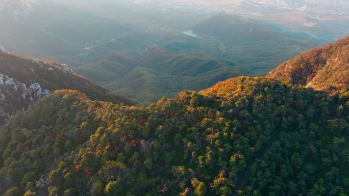 航拍郑州登封中岳嵩山太室山秋色