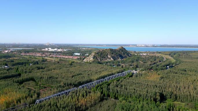 济南铁路桥黄河航拍鹊山水库