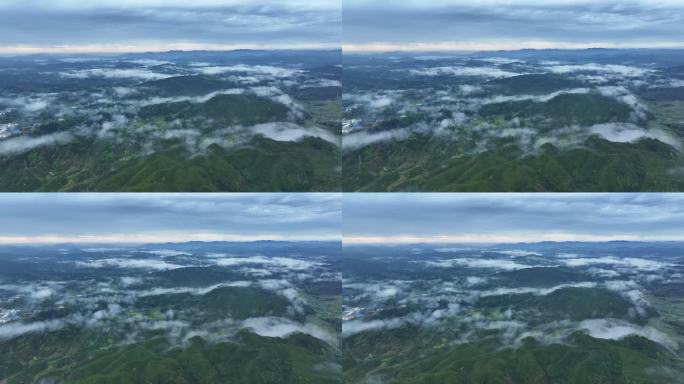 云雾缭绕的山区航拍