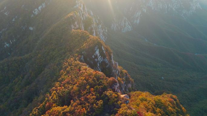 航拍郑州登封中岳嵩山太室山秋色